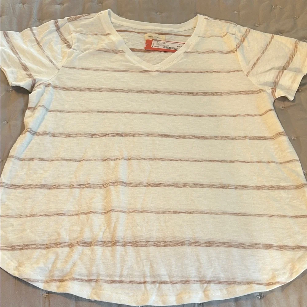 3 for 30$ Thread & Supply Sandstone Stripe V-Neck Tee - Picture 1 of 4